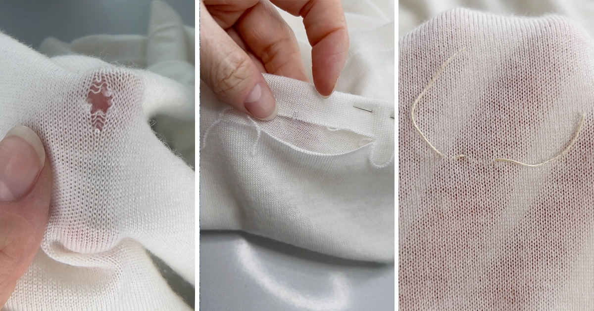 Alta rimagliatura artigianale eseguita a mano su un maglione in puro cashmere a Milano